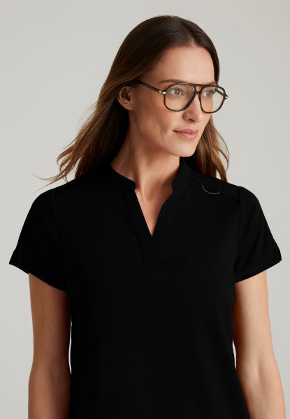 Women's Grey's Anatomy 2 Pocket Banded Collar "Avery" Top