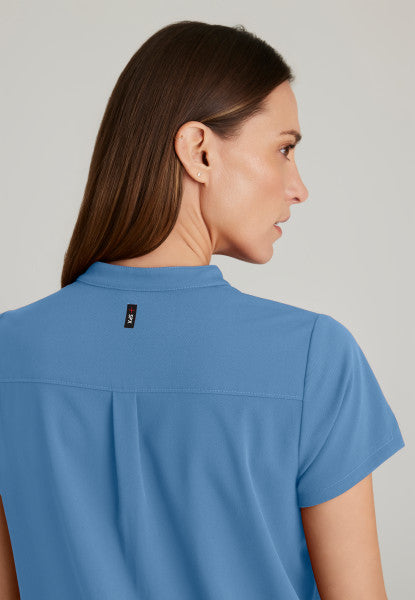 Women's Grey's Anatomy 2 Pocket Banded Collar "Avery" Top
