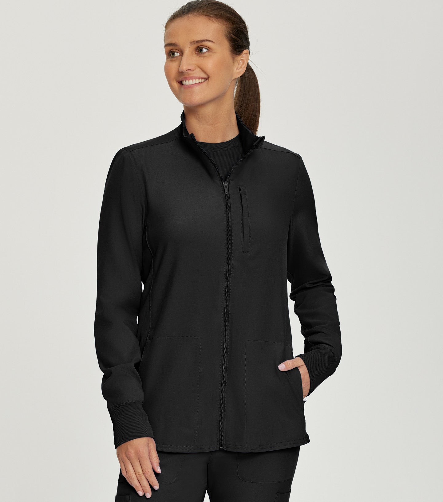 women's medical uniform tops, fashionable nurses uniforms, Women's Landau Forward Warm-Up Scrub Jacket