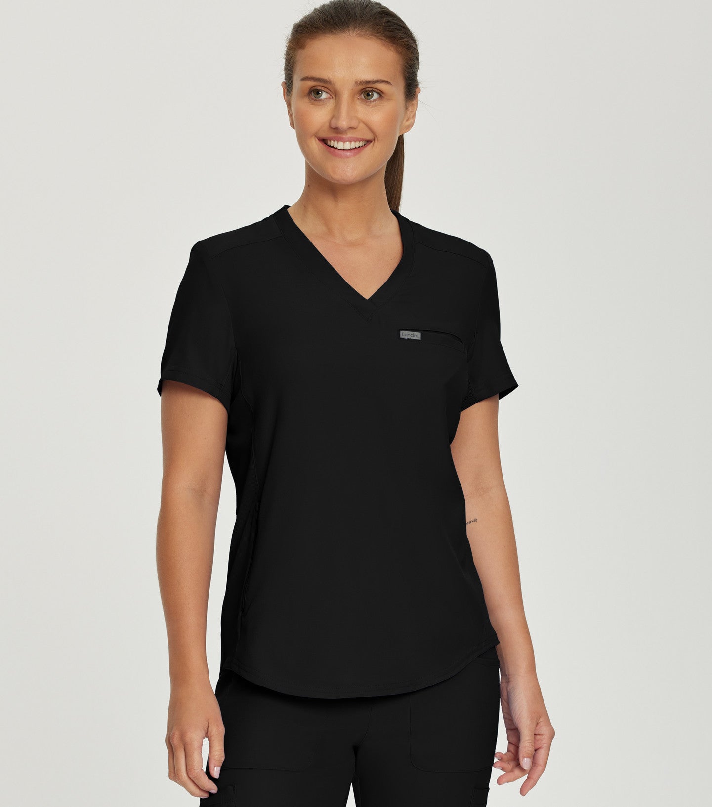 women's medical uniform tops, fashionable nurses uniforms, Women's Landau Forward 2-Pocket V-Neck Scrub Top